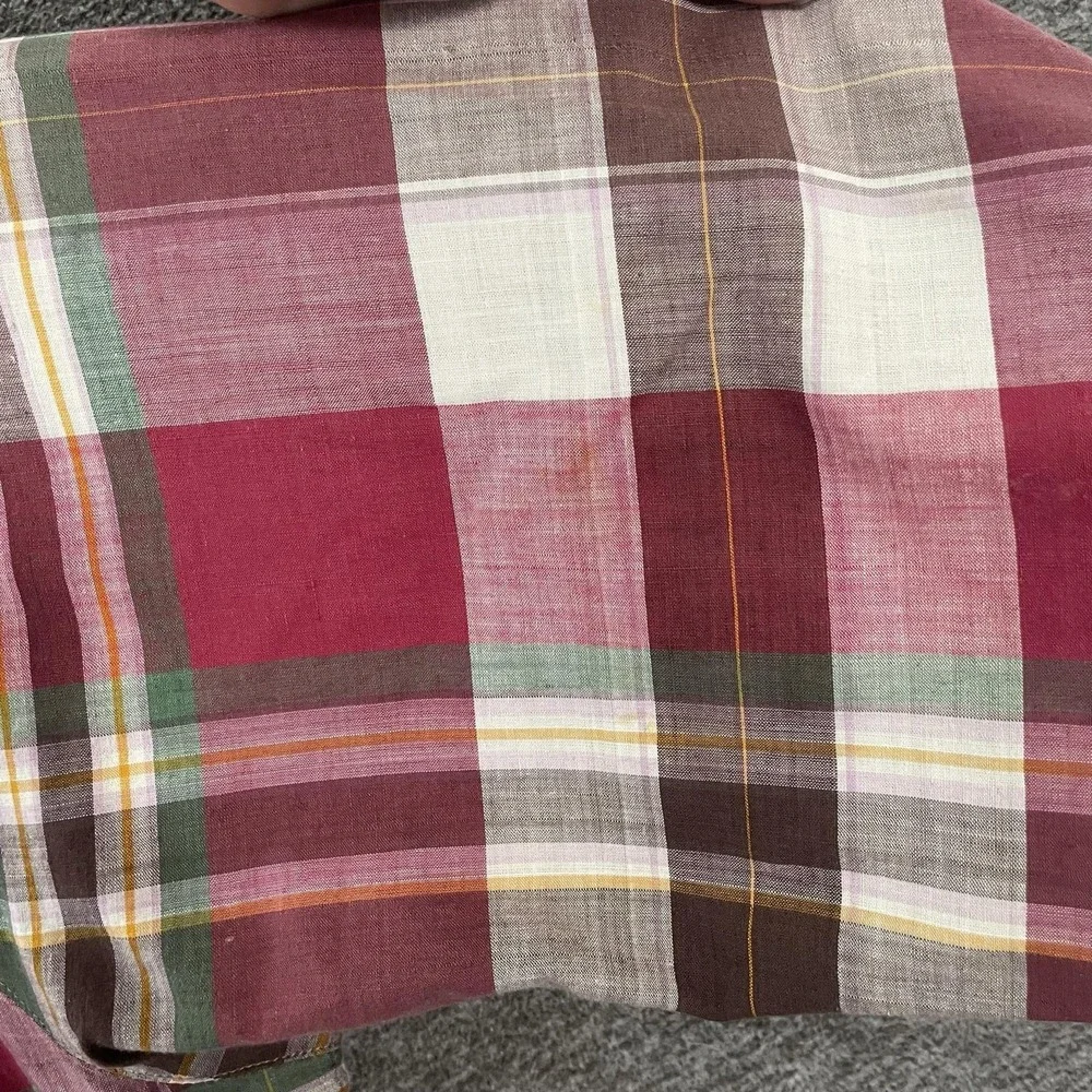 Vintage Polo Ralph Lauren Jacket Mens Large Red Plaid Madras Full Zip Bomber